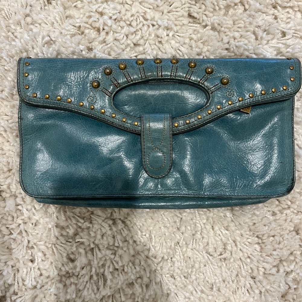 Aqua Hobo Leather Bag